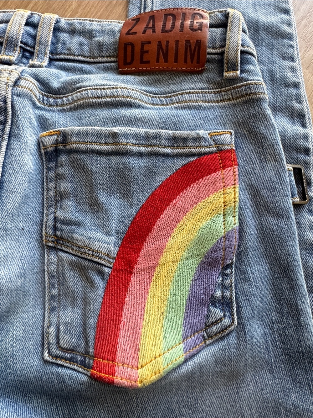 Free People Zadig & Voltaire Davida Rainbow Jeans Size 25 - Picture 7 of 15